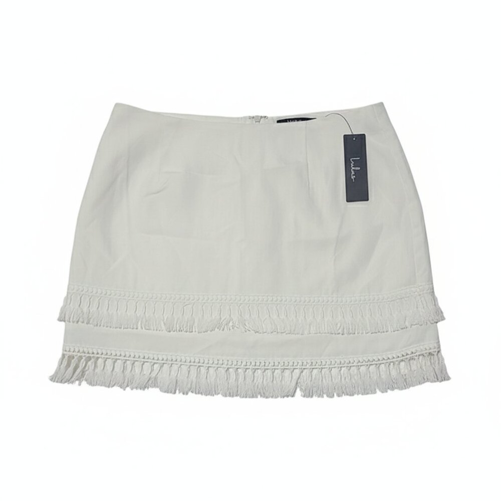 Lulus Fringe Mini Skirt With Pretty Fringe